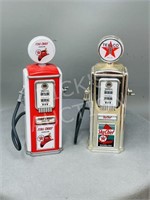 2 mini Texaco gas pumps - Sky & Fire Chief - 7.5"