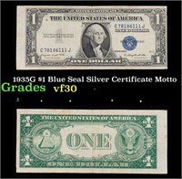 1935G $1 Blue Seal Silver Certificate Grades vf++