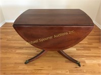 BANDED MAHOGANY OVAL DROP SIDE DINING TABLE