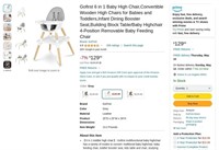 B34  Gofirst Convertible Wooden High Chair, Grey