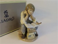 Lladro "Little Distraction - Boy With Book" - 6"T