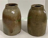 Crock jars w/no lids measuring 8 1/2 inches tall.