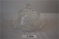 Clear Glass Lidded Cheese Dish