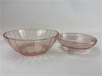 Pair of Pink Depression Glass Bowls