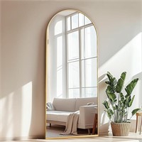 71''x29'' Arched Floor Mirror with Stand, Gold