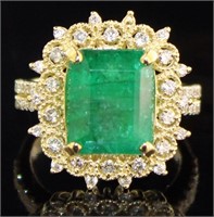 14kt Gold 6.95 ct GIA Emerald & Diamond Ring