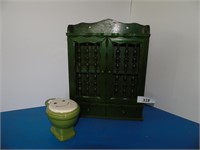 Green Spice Rack & Ceramic Toilet
