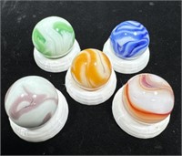 (5) West Virginia swirl marbles M-NM