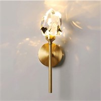 NEW $109 LED Crystal Brushed Brass Wall Light 8W