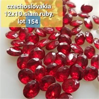 VTG CZECH 12X10MM TTC OVAL SIAM RUBY GLASS STONES