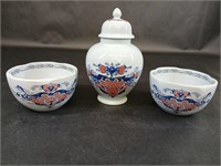 Set of Two Estee Lauder Porcelain Bowls and Jar