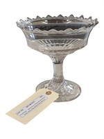 Vintage Decorative Rim Clear Glass Pedestal Bowl