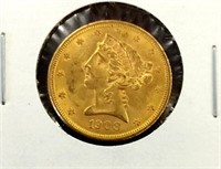 1908 $ 5 Gold Liberty