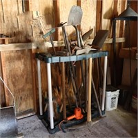 Lot of Garden Tools and Stand
