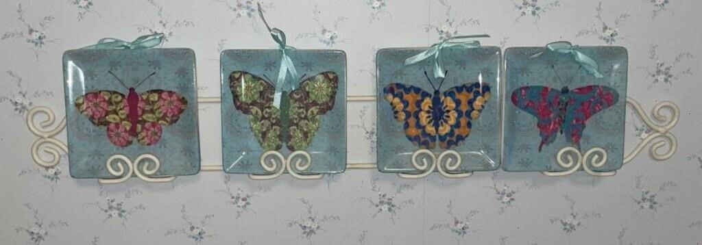 (4) MWW Butterfly Kaleidoscope Mini Plates by