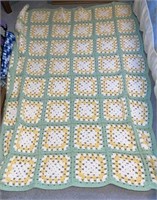 Mint Green/Yellow/White Crochet Square Block