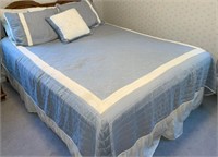 Blue/White Block Queen Size Bedding, Shams,
