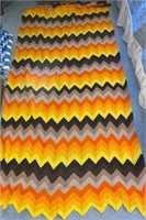 1970's Orange/Yellow/Brown Chevron Afghan