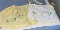 (2) Vintage Embroidered Aprons – Teapot & Cup and