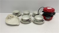 Made in Japan porcelain purple flower tea cups