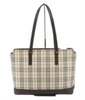 Burberry Nova Check & Brown Leather Handbag