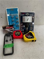 (2) Tape Measures, Bosch Hole Saw, Fence Clamp