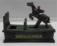 SHOWJUMPER REPRODUCTION CAST IRON TOY BANK NICE