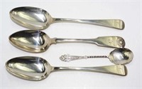 Three antique Scottish sterling silver soup spoons
