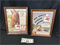 2 Original Mobilgas Framed Advertisements