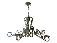 French 5 Arm Iron Light with Twisted Rods