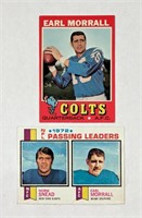 2 Earl Morral Topps Cards 1971 1972 Passing Ldrs