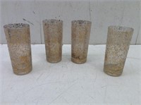 (4) MCM Textured Drinking Glasses  6" Tall