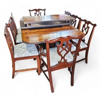 Flame Wood Duncan Phyfe Dining Table & 8 Chairs.