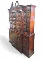 Bubble Glass Mahogany Chippendale Style Breakfront