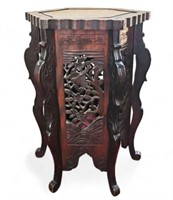 Dark Wood Carved Asian Stand.
