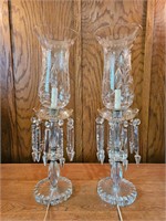 Etched Crystal Hollywood Regency Lamps Pair