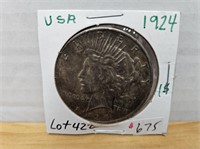 1-1924 USA SILVER DOLLAR AU-UNC