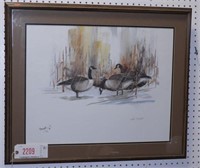 Lot #2209 - Framed print of Canada Geese in snow
