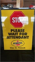 Pennzoil stop sign