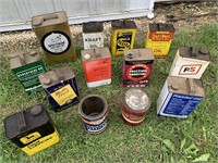 LOT OF 13 OIL & LUBRICANT CANS JOHN DEERE & FS ETC