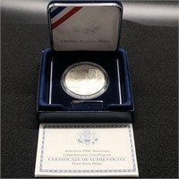 PROOF JAMESTOWN SILVER DOLLAR W BOX PAPERS