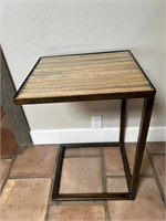 Custom Saguaro Rib Glass and Metal C Table