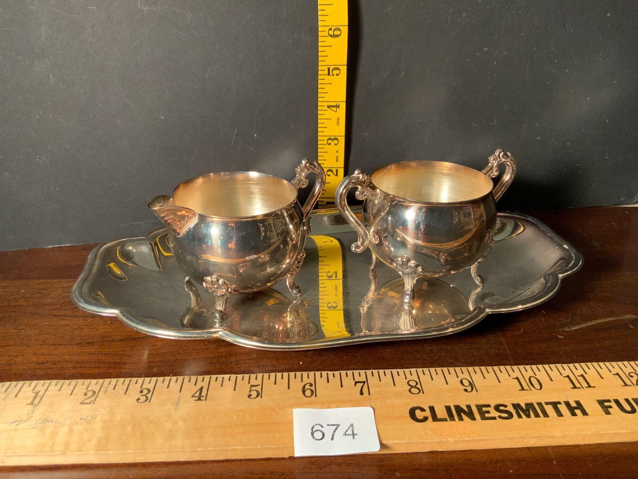 Leonard Silver Plate Cream & Sugar+