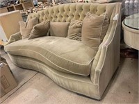 Large Serpentine Front Beige Sofa with Cushions