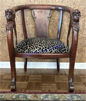 Vintage Leopard Print Wooden Chair