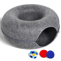 Large Cat Tunnel Bed for Indoor Cats with 3 Toys,
