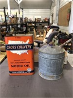 Cross Country Motor oil 10 quart can, small gascan