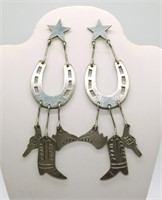 Vintage 925 Horseshoe Boots Earrings