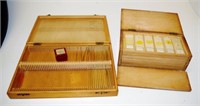 Two boxes of animal anatomy slide specimens