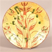 PA Sgrafitto Decorated Glazed Redware Shallow Bowl